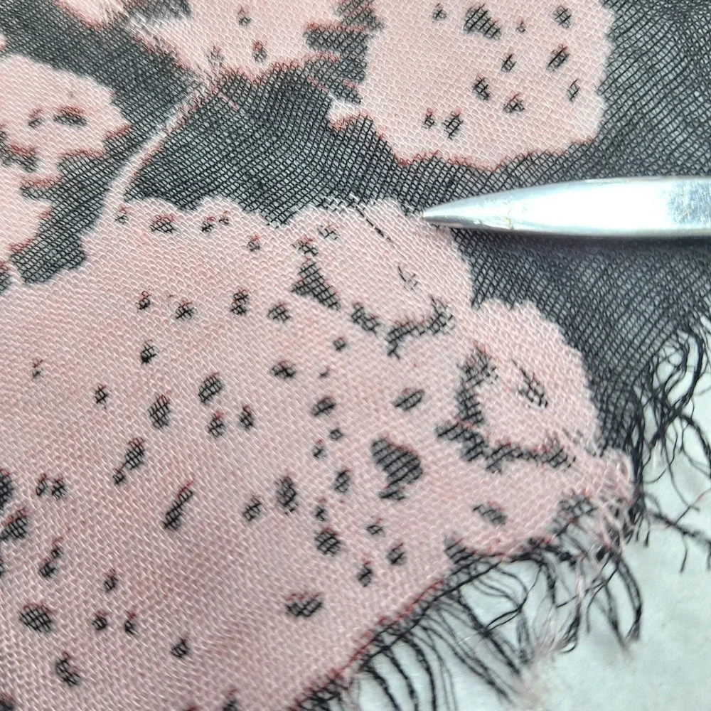 The Limited Scarf Womens OS Pink Orange Floral Lightweight Rayon Fringe Wrap